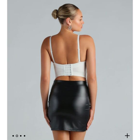 WINDSOR "I'M THE CATCH" WOMEN'S SEQUIN RHINESTONE FRINGE WHITE BUSTIER Sz SMALL - Picture 4 of 8